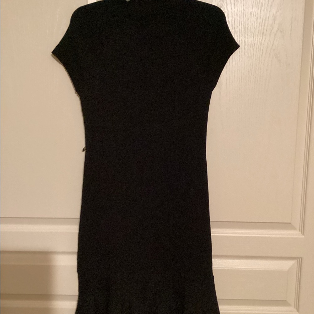 Black cap sleeve sweater dress